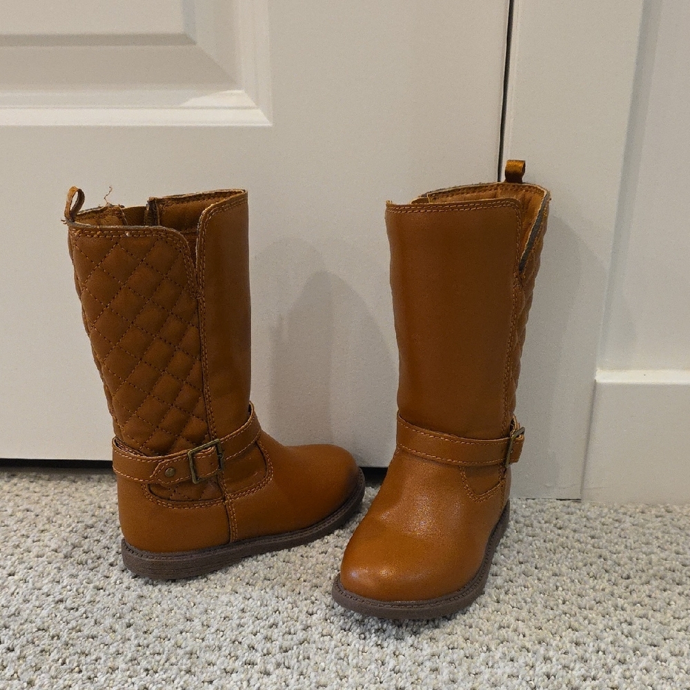 Brown Quilted Toddler Boots | Size 7